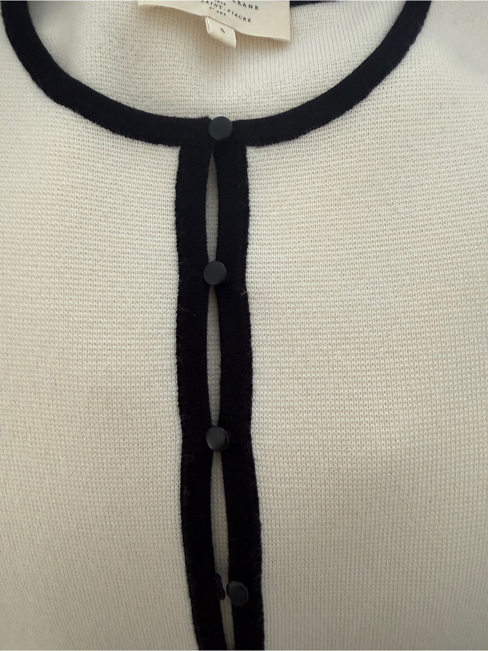 Sezane Brielle Cardigan Ecru / Black - Size S - Picture 8 of 11